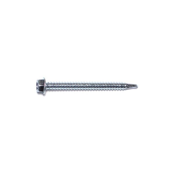 Self-Drilling Screw, #12 x 2-1/2 in, Zinc Plated Steel Flange Hex Head External Hex Drive, 100 PK